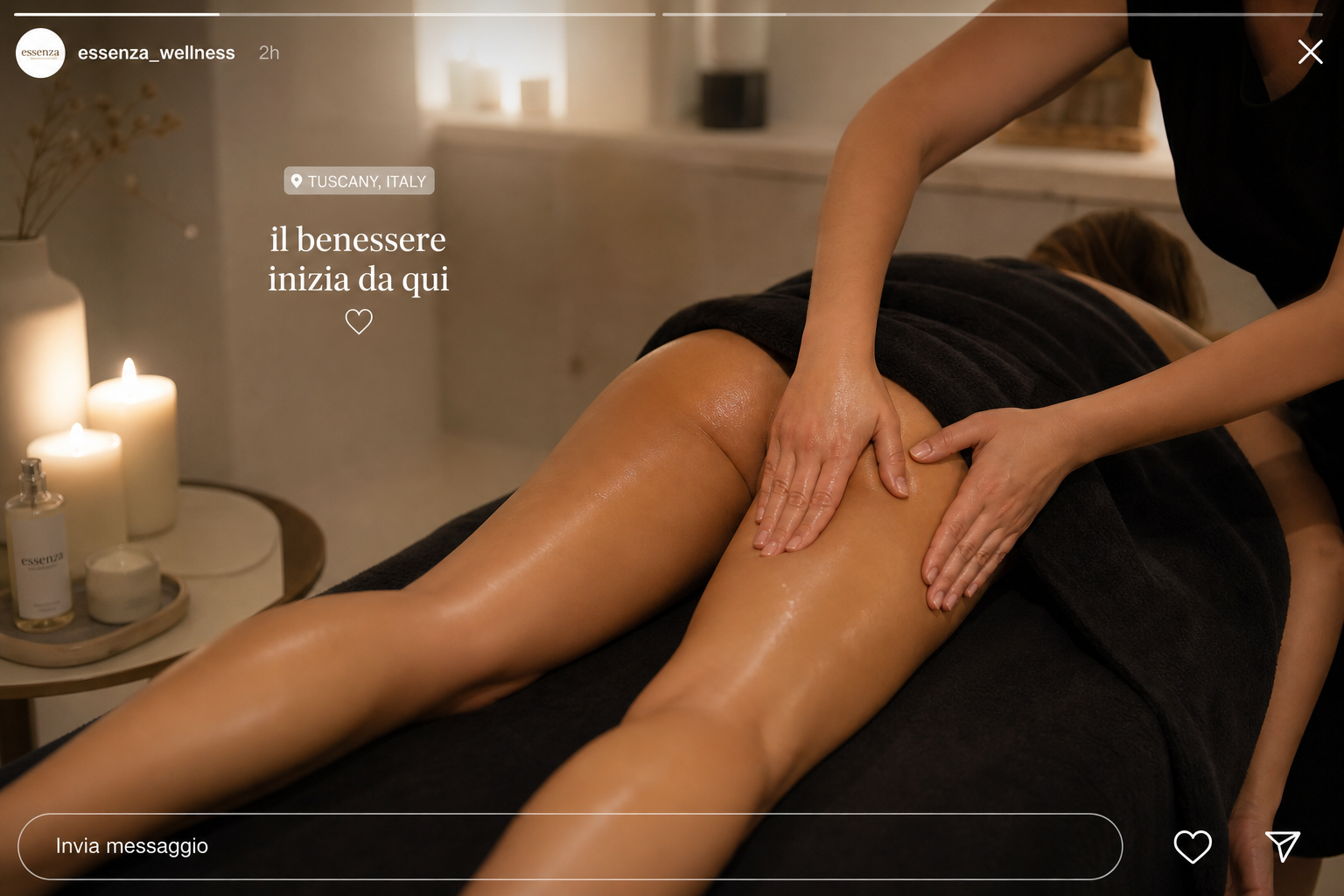Ambiente spa con massaggio delicato sulle gambe